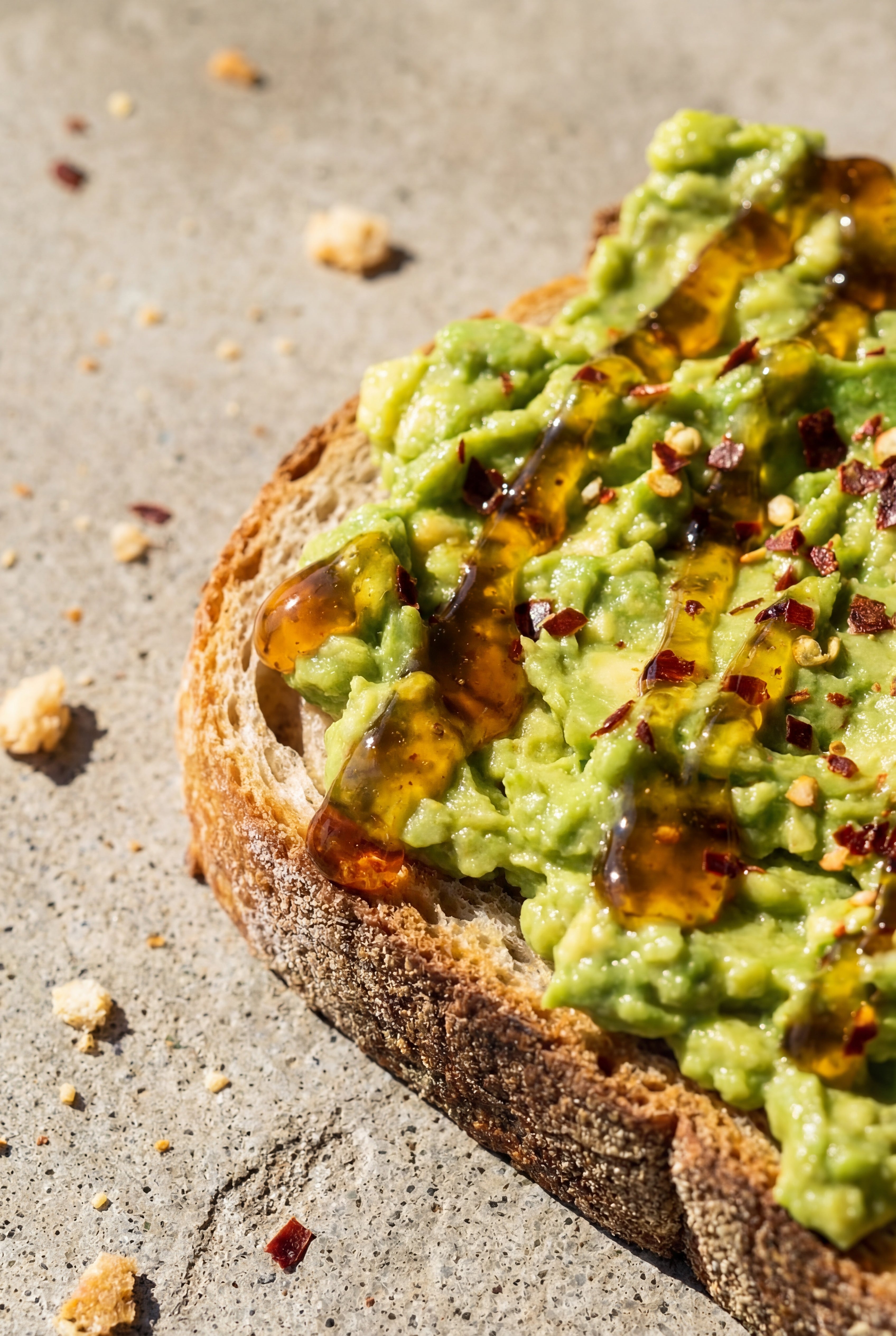 Avocado spread on toast with hot honey